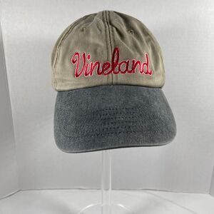 UltraClub Vineland Embroidered Baseball Hat Adult Adjustable Tan Gray Cap